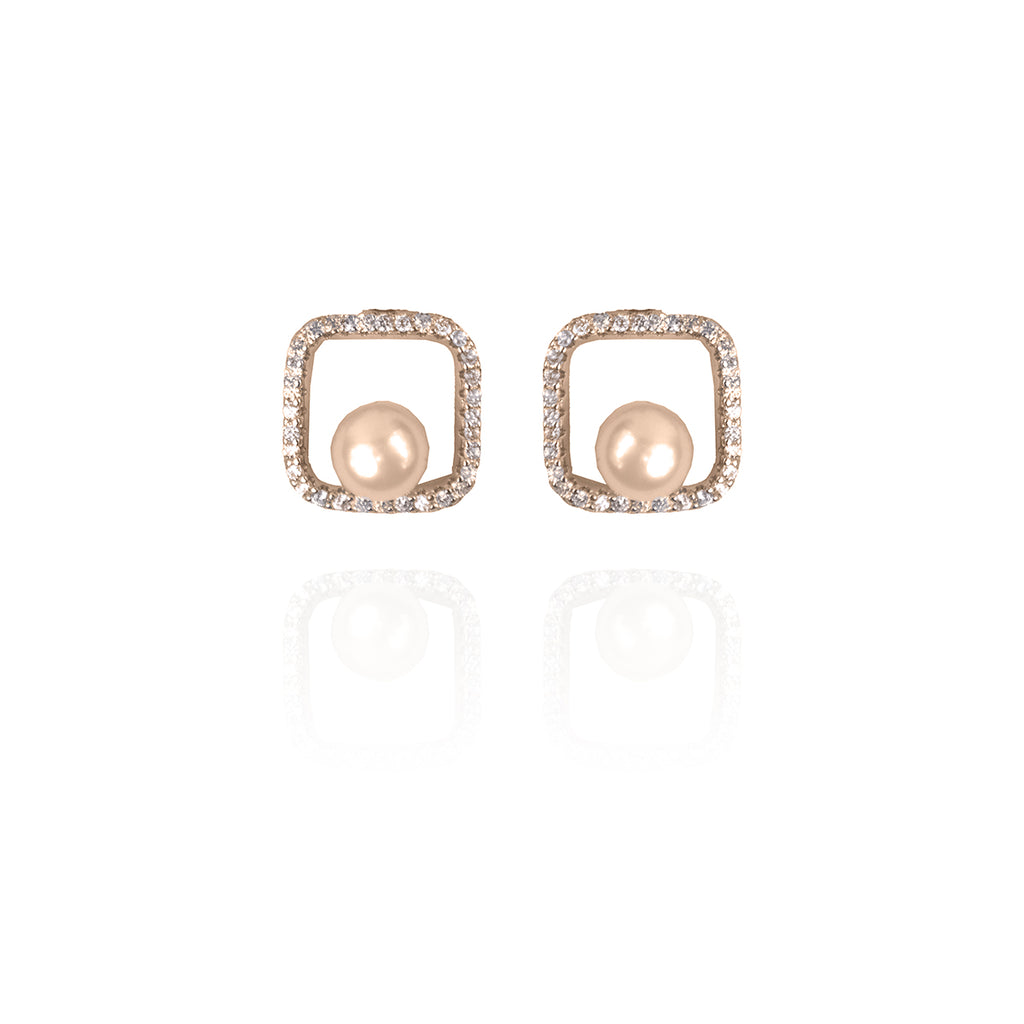 Embellished Rose Gold Pearl Pendant Set
