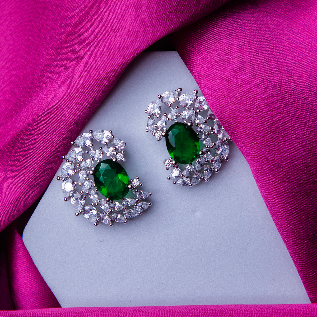 Emerald Obsession Wave Earrings