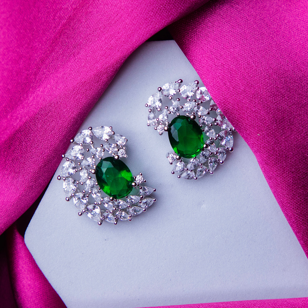 Emerald Obsession Wave Earrings