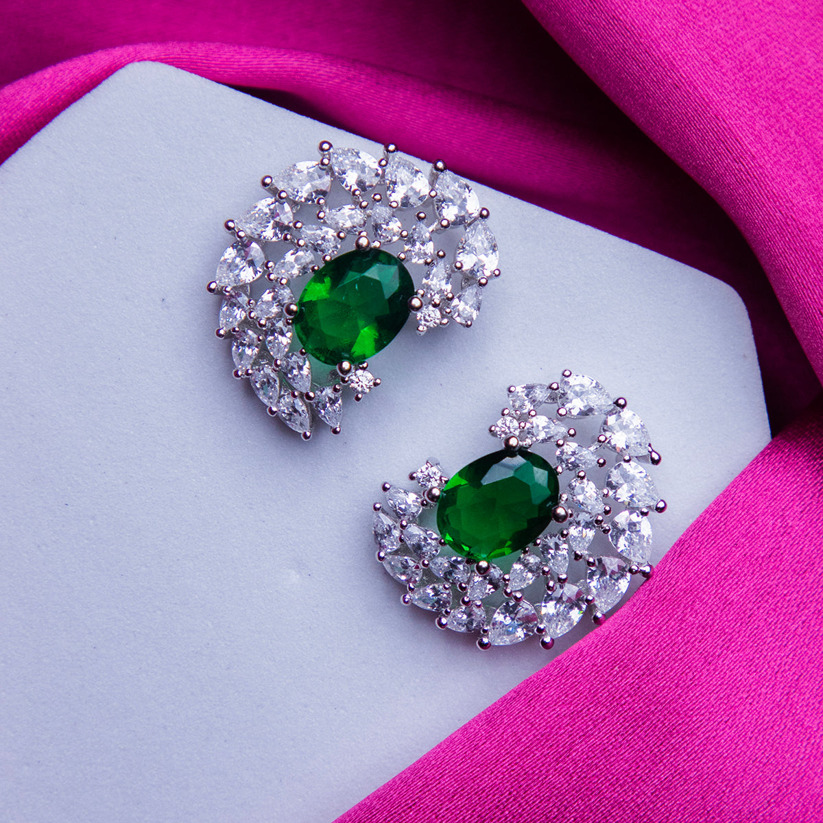 Emerald Obsession Wave Earrings