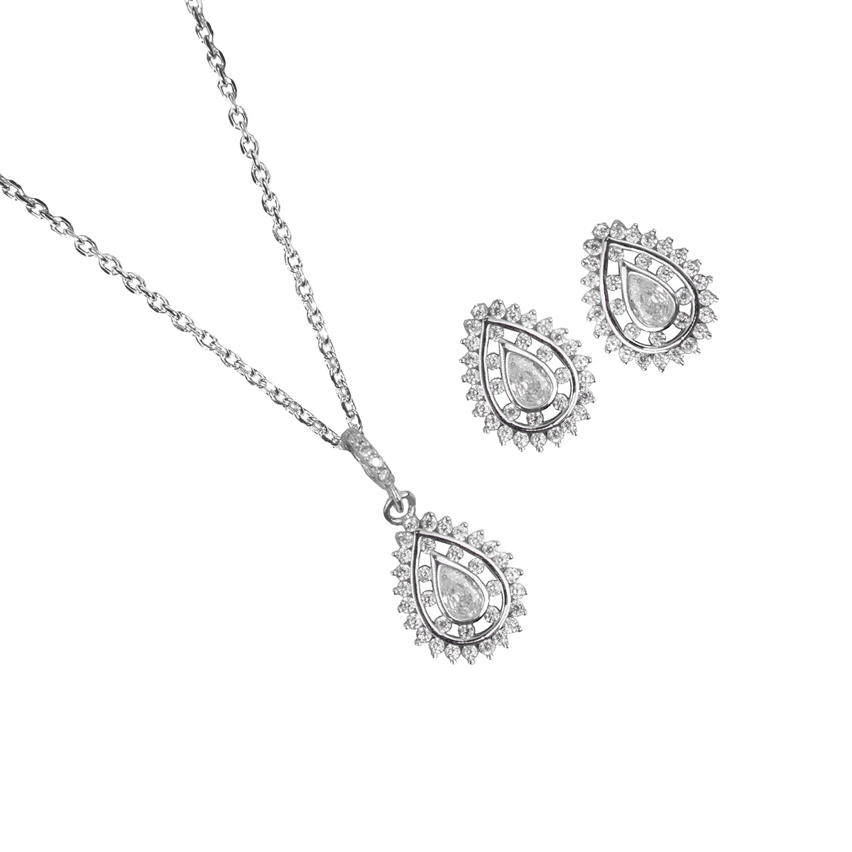 Exquisite White Stone Pendant Set