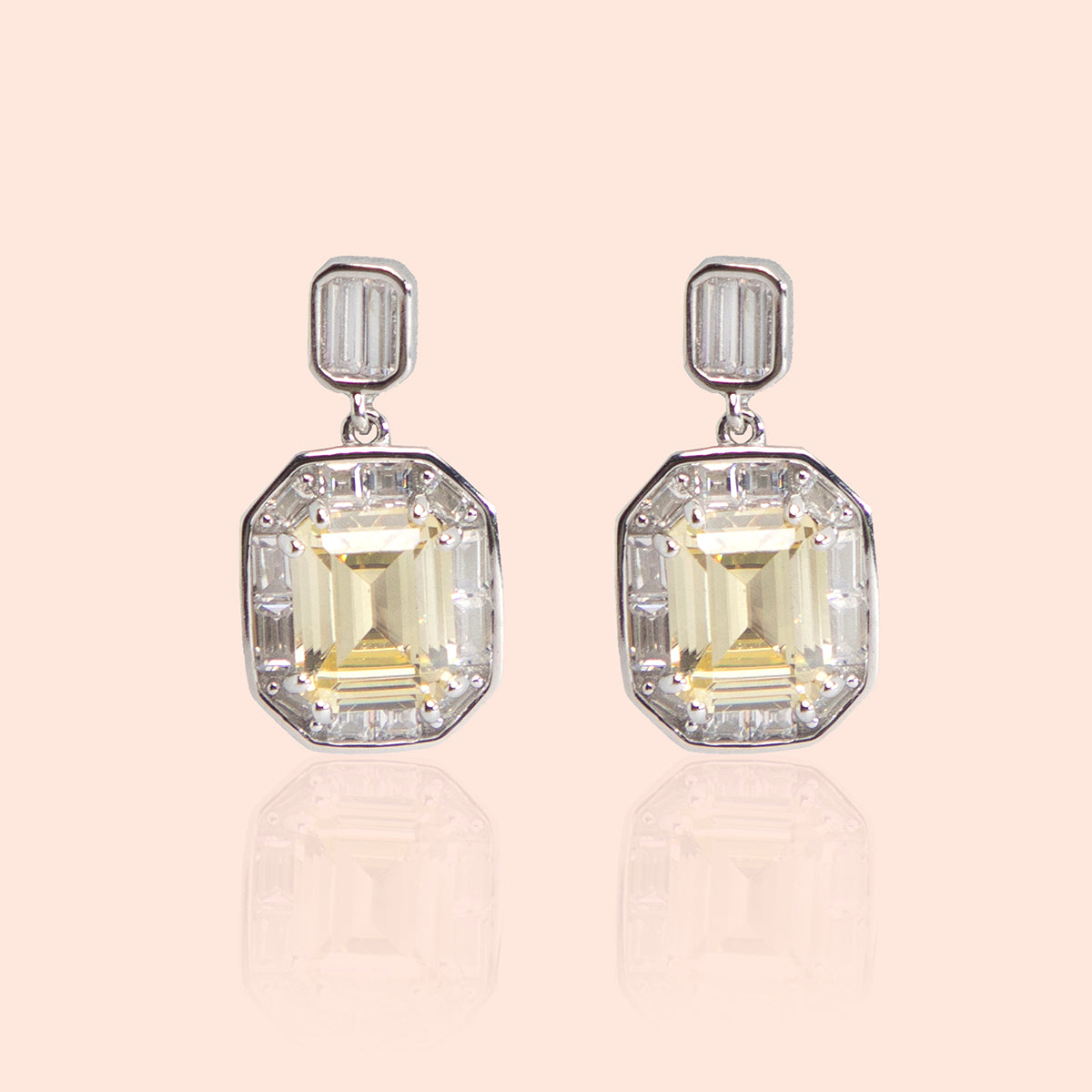 Exquisite Yellow Gemstone Earrings