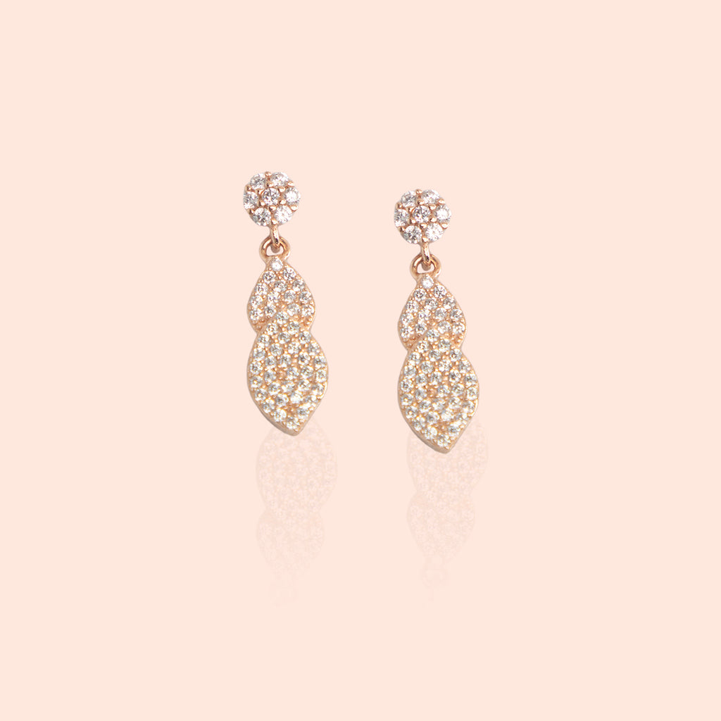 Floral Impression White Stone Earrings