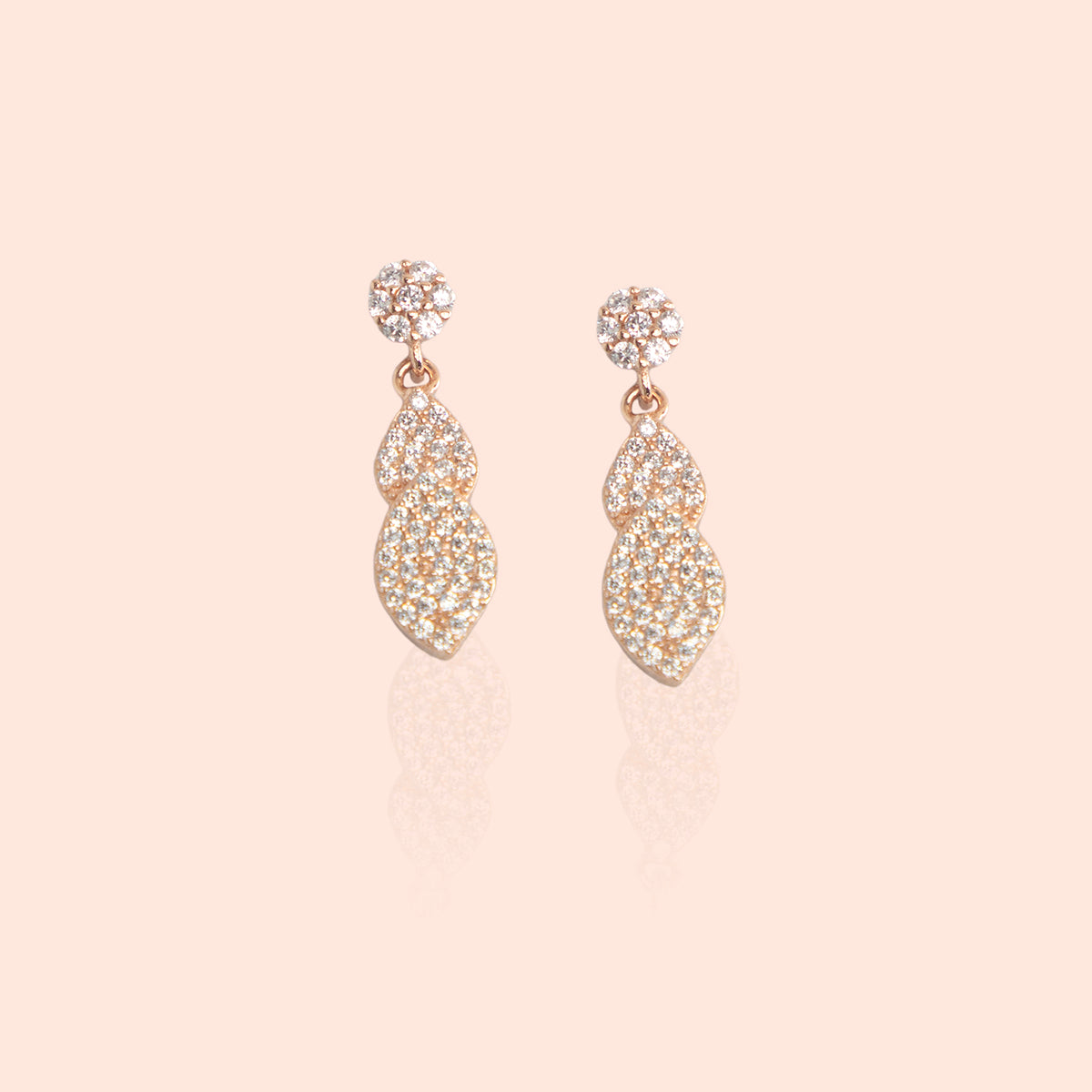 Floral Impression White Stone Earrings