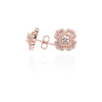 Flower Bloom Embellished Rose Gold Studs