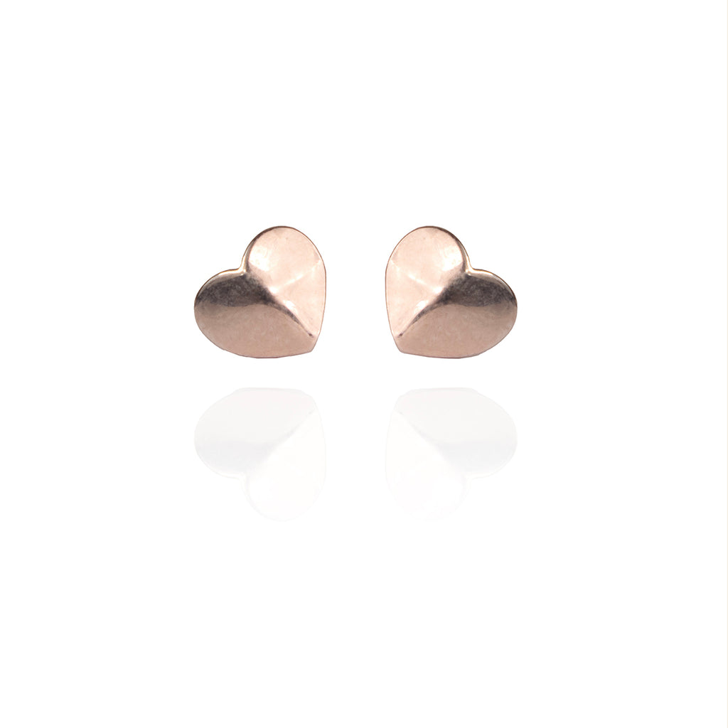 Geometric Heart Rose Gold Studs
