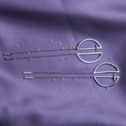 Geometric Silver Chain Earrings