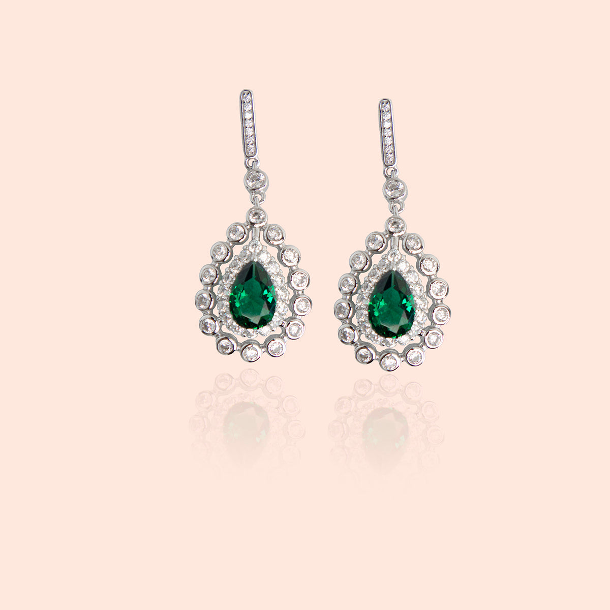 Glittering Green Gemstone Statement Earrings