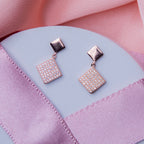 Glitzy Geometric Rose Gold Drop Earrings