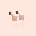 Glitzy Geometric Rose Gold Drop Earrings