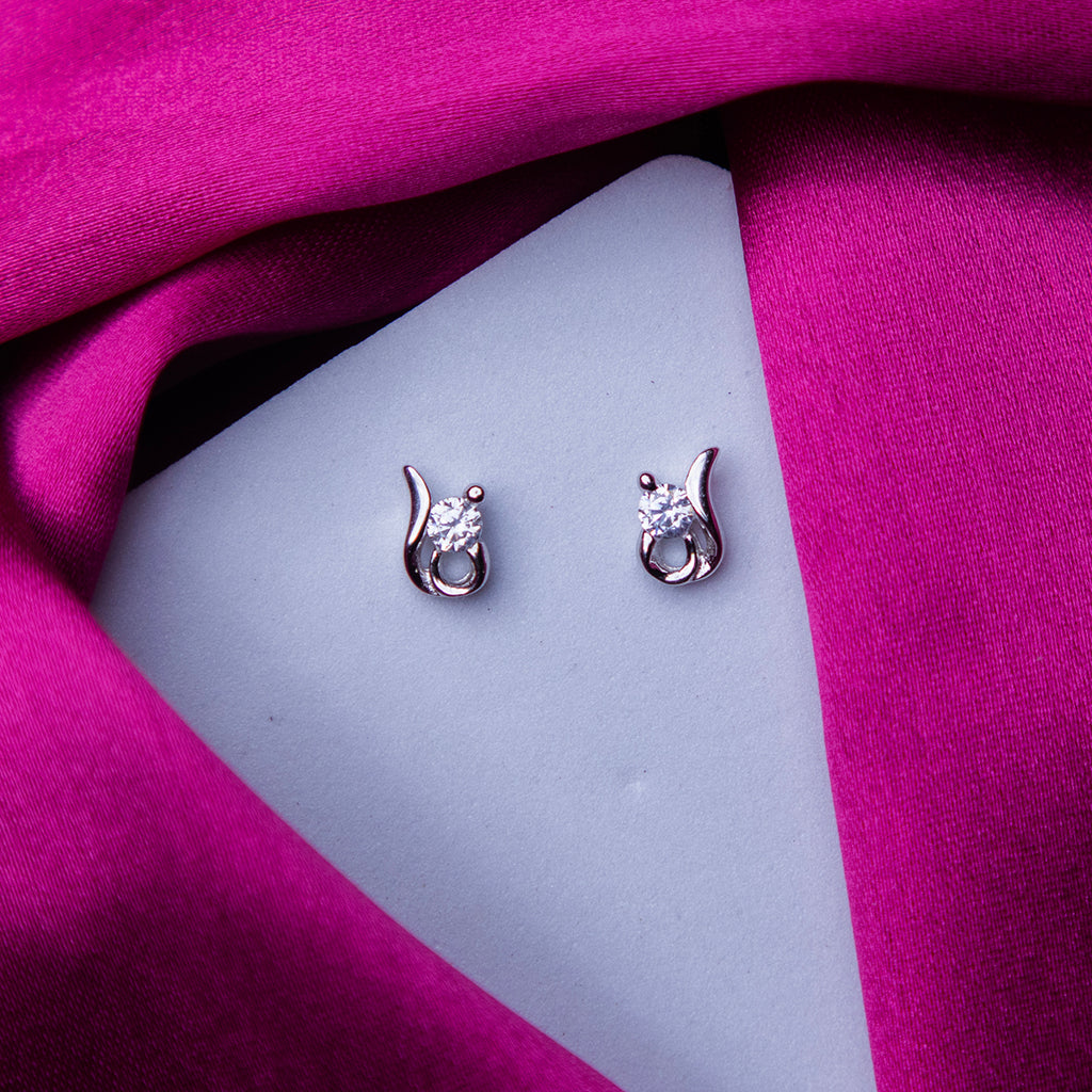 Graceful White Stone Silver Studs