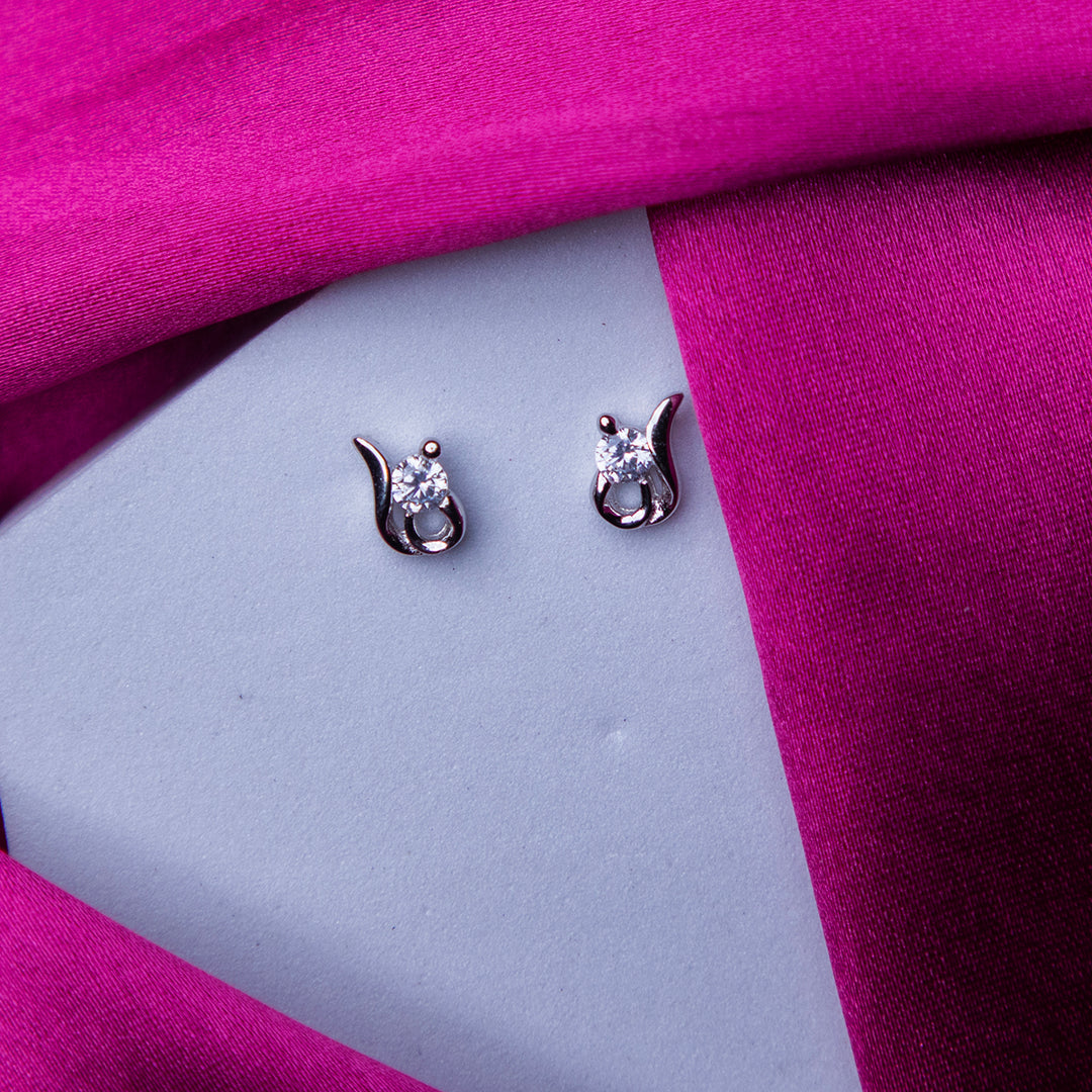 Graceful White Stone Silver Studs