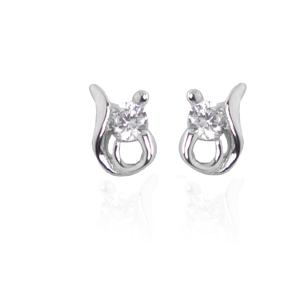Graceful White Stone Silver Studs