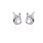 Graceful White Stone Silver Studs