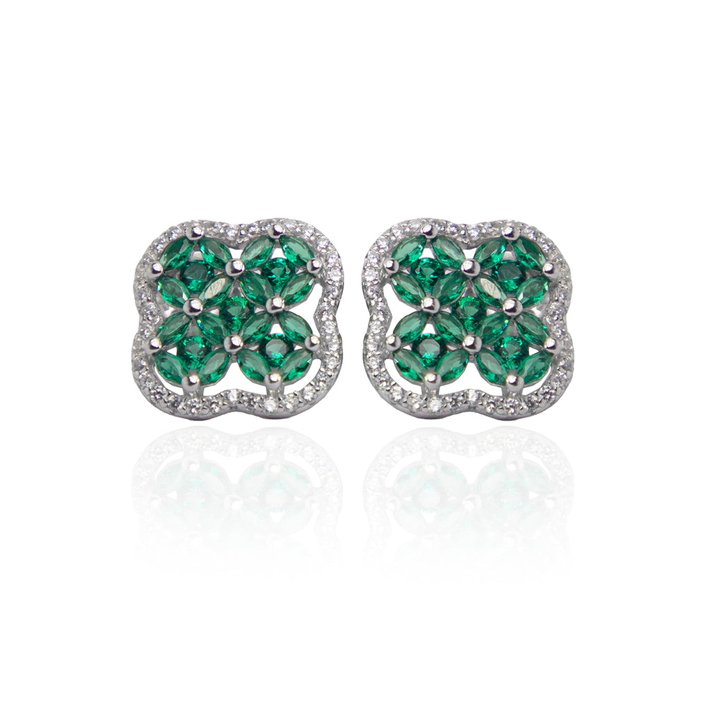 Green Floral Motif Studs
