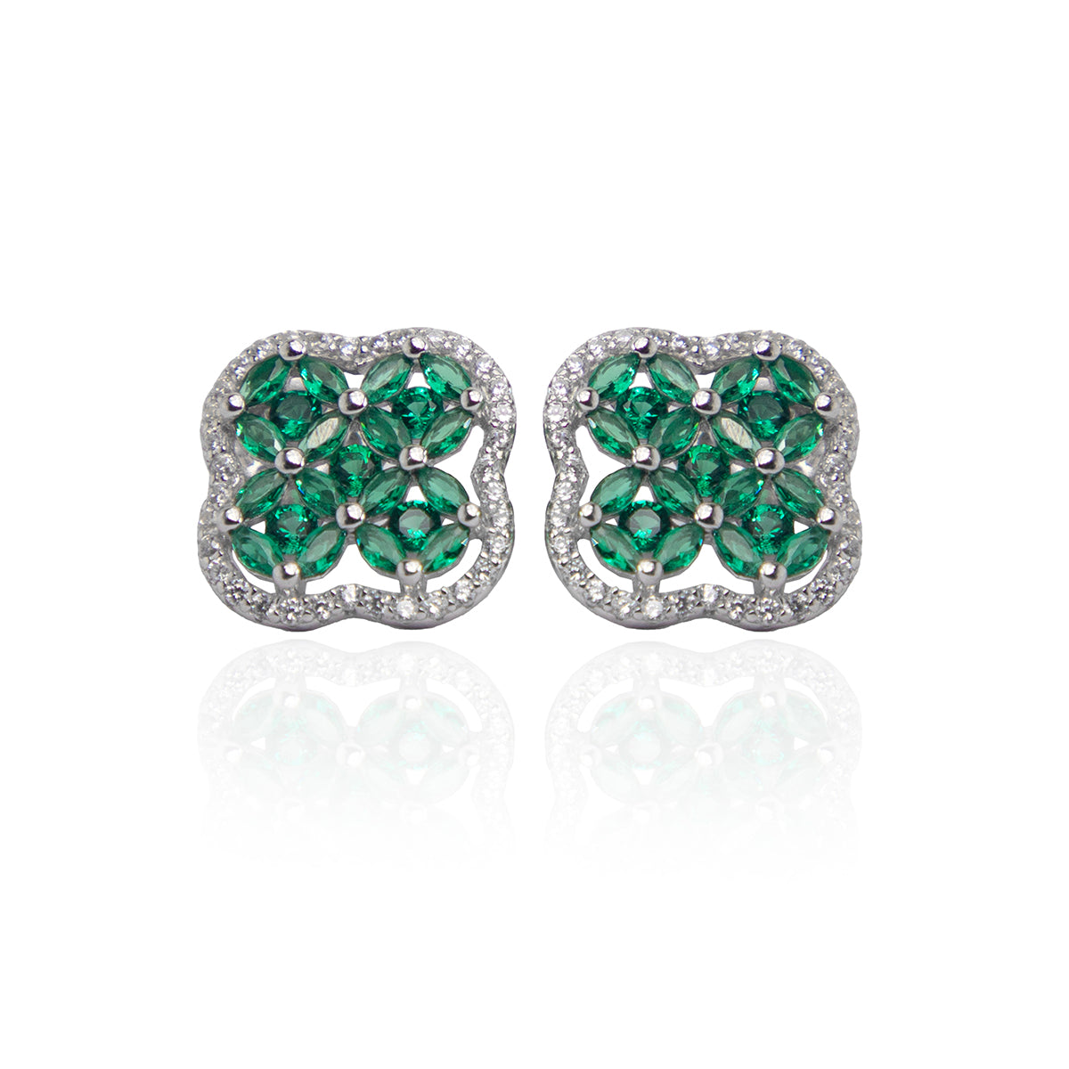 Green Floral Motif Studs