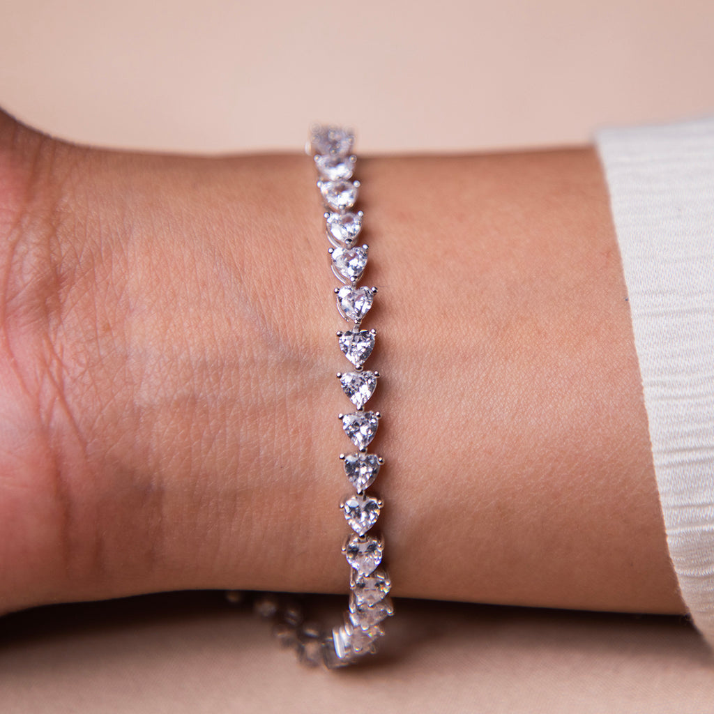 Heart Shape Cut Tennis Bracelet