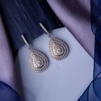 Intricate White Stone Bejeweled Earrings