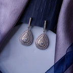 Intricate White Stone Bejeweled Earrings