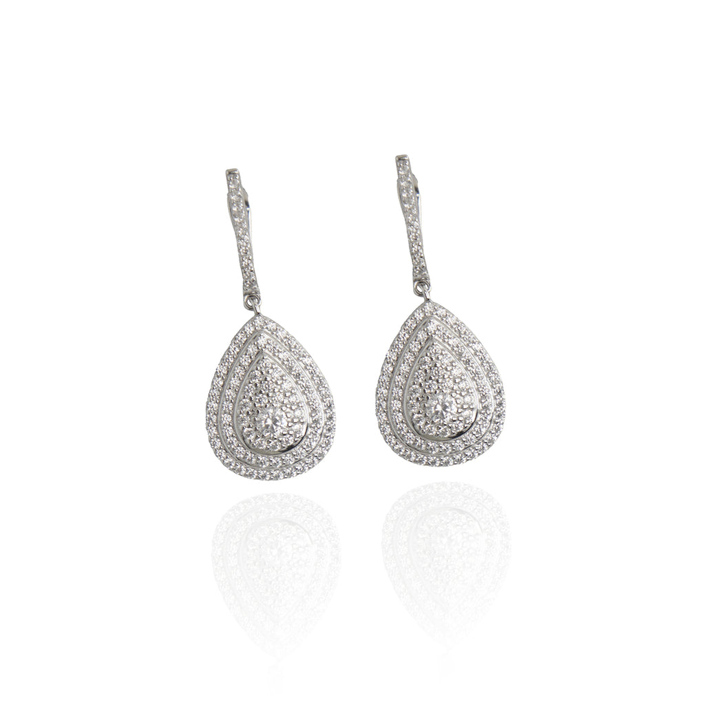 Intricate White Stone Bejeweled Earrings