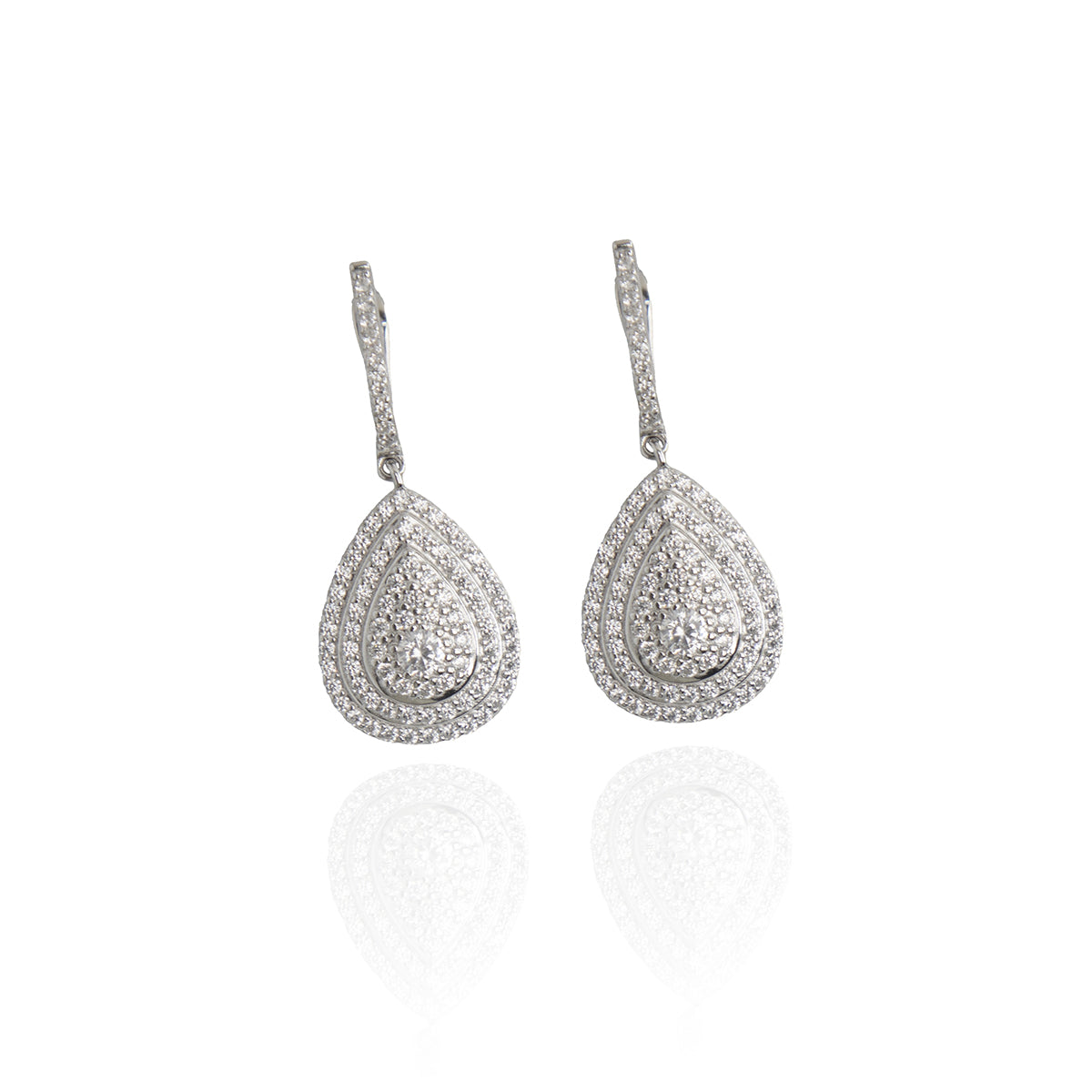 Intricate White Stone Bejeweled Earrings
