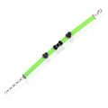 A green sterling silver bracelet with black heart-shaped charms and a rhodium-based anti-tarnish coating.