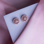 Round Embellished Rose Gold Studs
