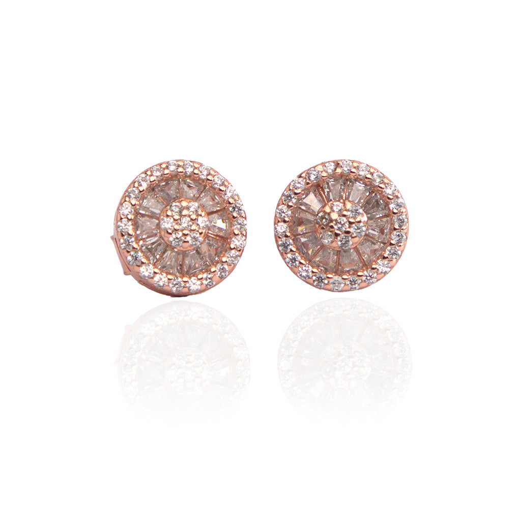Round Embellished Rose Gold Studs
