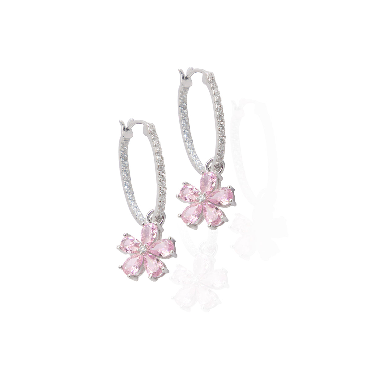 Sakura Drop Embellished Hoop Earrings