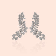 Shimmering Olive Branch Silver Earcuffs