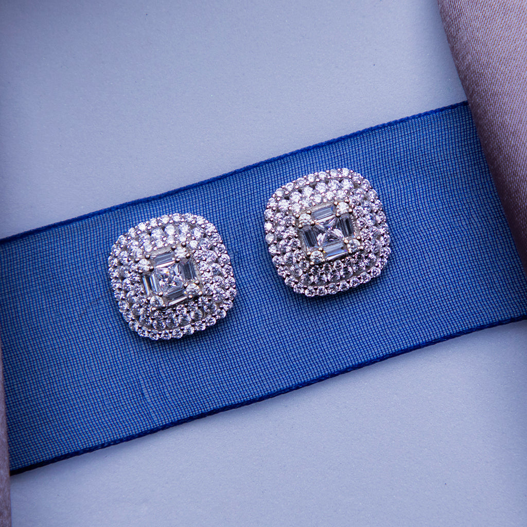 Shimmering Sterling Silver Statement Studs