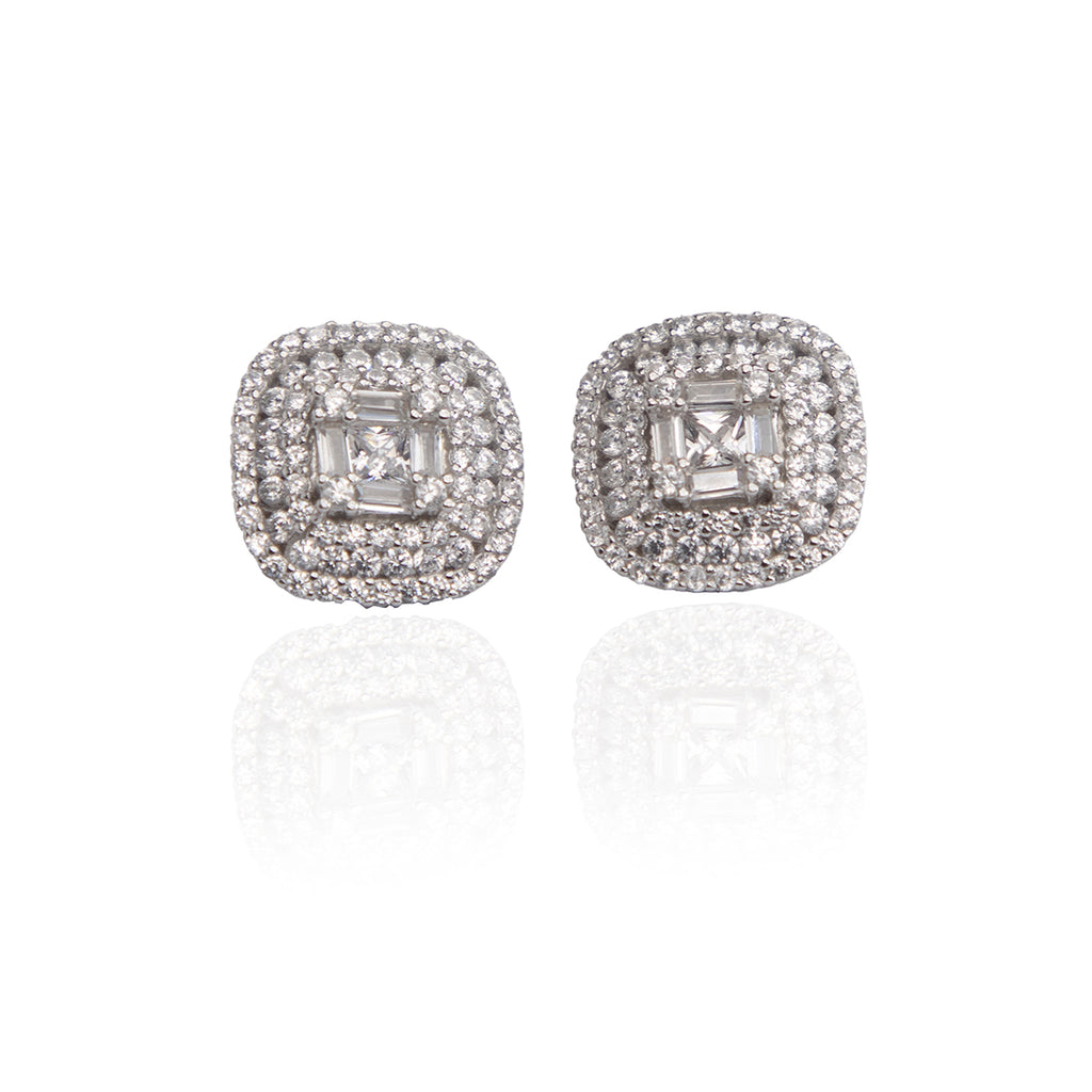 Shimmering Sterling Silver Statement Studs