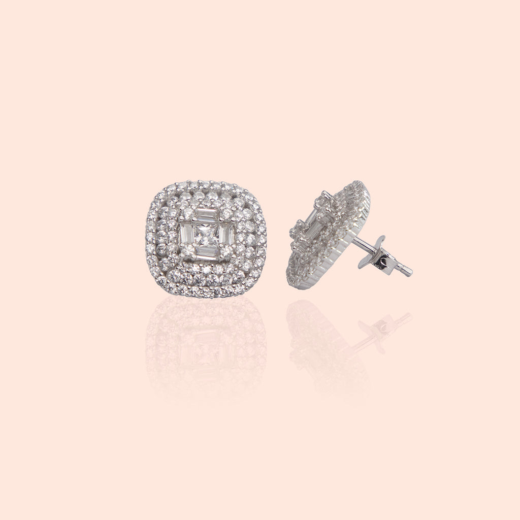 Shimmering Sterling Silver Statement Studs