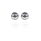 Silly Eye Emoji Silver Studs