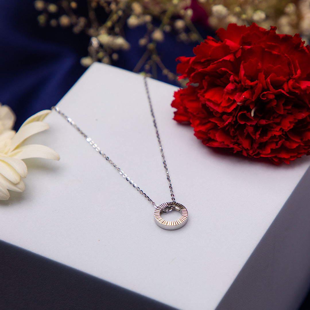 Silver Sun Dial Pendant Chain