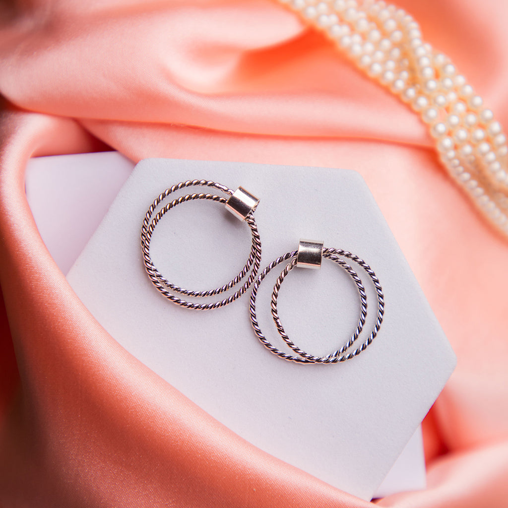 Silver Twister Hoop Earrings