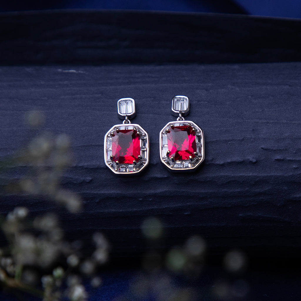 Statement Red Gemstone Earrings