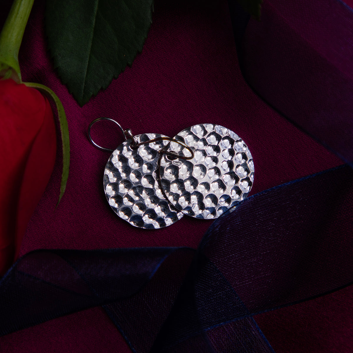 Statement Tribal Round Silver Earrings