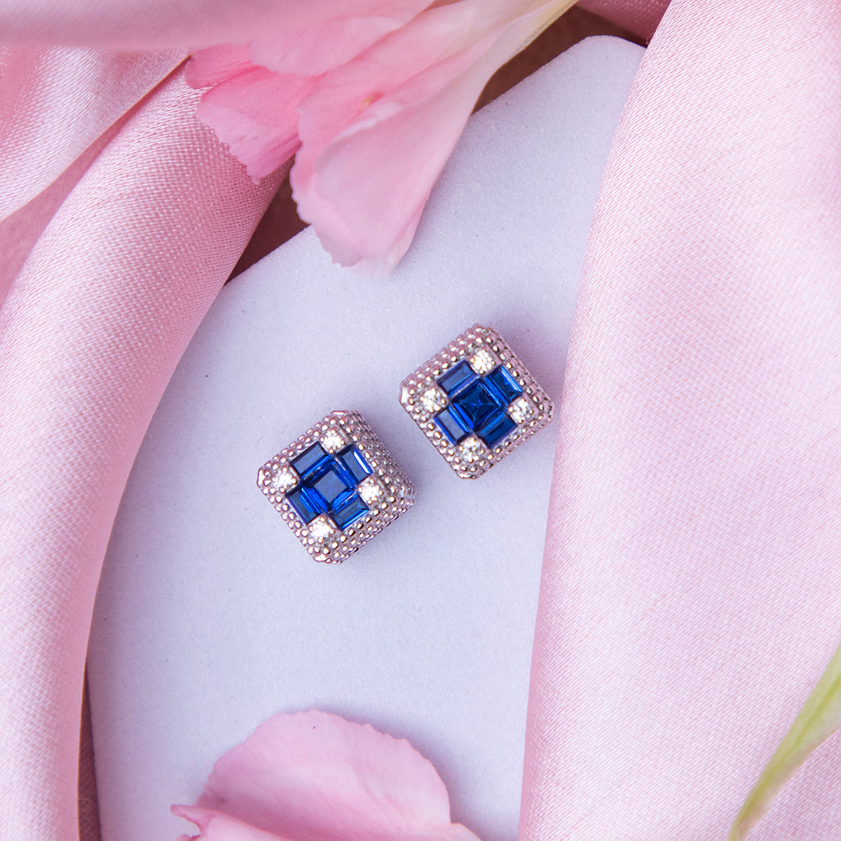 Ultramarine Embellished Silver Studs