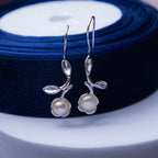White Rose Elegant Pearl Earrings