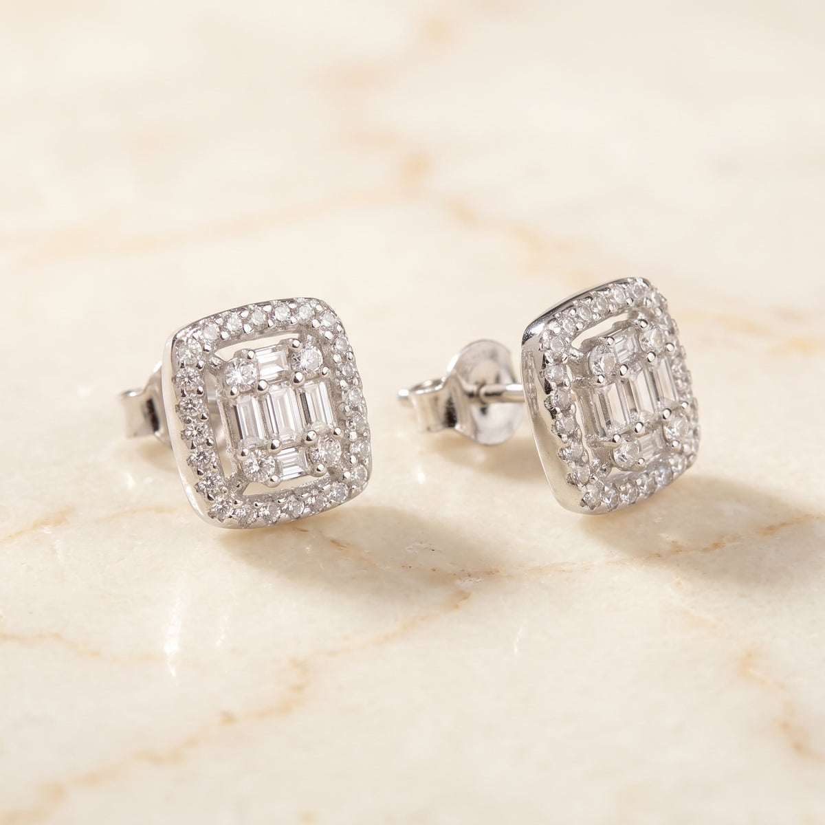 Embellished Cushion Silver Studs