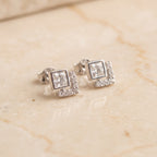 Polished White Stone Sterling Silver Studs