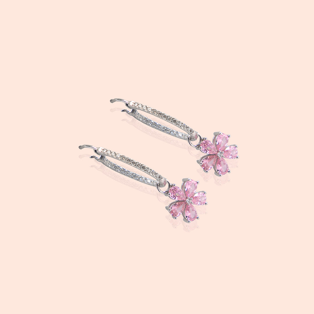 Sakura Drop Embellished Hoop Earrings